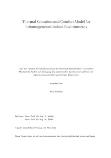 Thermal sensation and comfort model for inhomogeneous indoor environments [Elektronische Ressource] / Rita Streblow
