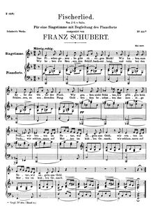 Partition voix + partition de piano, Fischerlied, D.562 (3rd version)