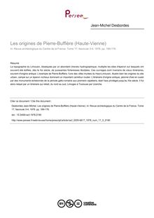 Les origines de Pierre-Buffière (Haute-Vienne) - article ; n°3 ; vol.17, pg 169-176
