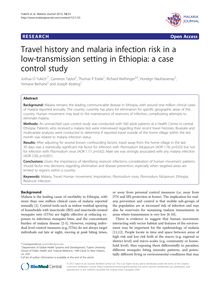 Travel history and malaria infection risk in a low-transmission setting in Ethiopia: a case control study