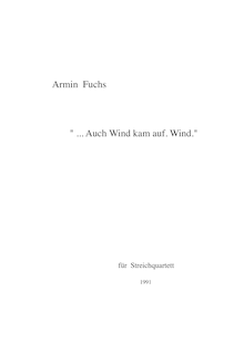 Partition complète, Streichquartett #1, Fuchs, Armin