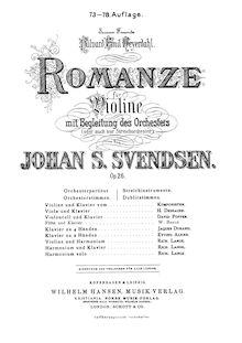 Partition de piano, Romance, Op.26, Svendsen, Johan