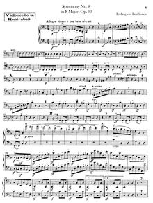 Partition violoncelles / Basses, Symphony No.8, F major, Beethoven, Ludwig van