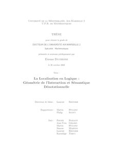 La Localisation en Logique : Géométrie de l Interaction et ...