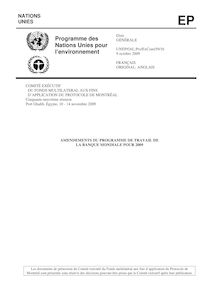 Amendements du programme de travail dela banque mondiale pour 2009