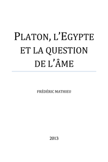 Platon, l Égypte et la question de l âme 