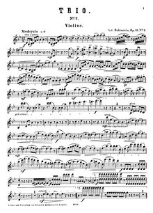 Partition de violon, Piano Trio No.2, Op.15, G minor, Rubinstein, Anton