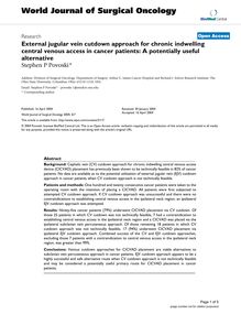 External jugular vein cutdown approach for chronic indwelling central venous access in cancer patients: A potentially useful alternative