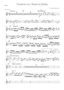 Partition hautbois Solo, Variations on a Theme by Glinka, Вариации на тему Глинки