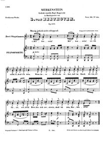 Partition complète, Merkenstein, Op.100, F major, Beethoven, Ludwig van par Ludwig van Beethoven