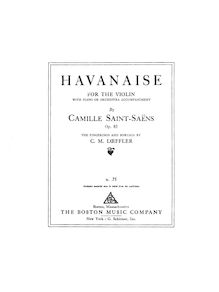 Partition de piano, Havanaise, Op.83, Saint-Saëns, Camille