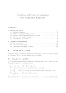 Equations Differentielles Ordinaires avec Singularites Regulieres