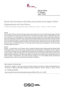 Etude des formations alluviales et lacustres de la région d Ilave (Département de Puno,Pérou) - article ; n°2 ; vol.3, pg 152-162