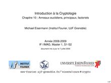 Introduction a la Cryptologie Chapitre Anneaux euclidiens principaux factoriels