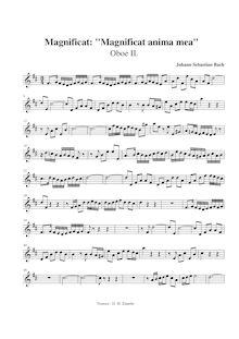 Partition hautbois 2, Magnificat, D major, Bach, Johann Sebastian