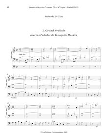 Partition , Grand Prélude avec les Pedalles de Trompette Meslées, Oeuvres complètes d orgue