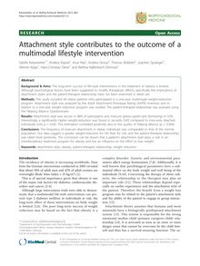 Attachment style contributes to the outcome of a multimodal lifestyle intervention