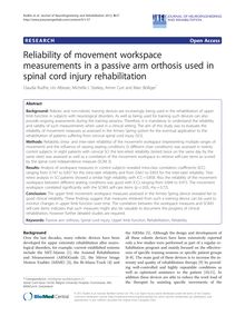 Reliability of movement workspace measurements in a passive arm orthosis used in spinal cord injury rehabilitation