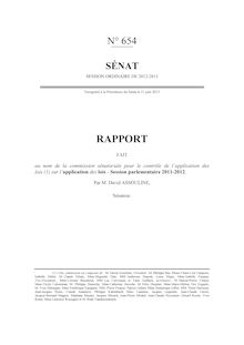 Rapport fait au nom de la commission sénatoriale pour le contrôle de l application des lois sur l application des lois - Session parlementaire 2011-2012