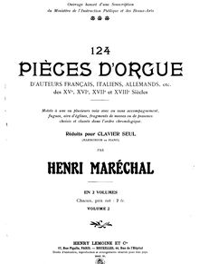 Partition Volume 2, Pièces d’orgue, Various