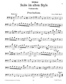 Partition violoncelles,  im alten Style für Streich-orchester, Hoth, Georg