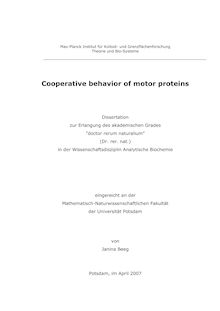 Cooperative behavior of motor proteins [Elektronische Ressource] / von Janina Beeg