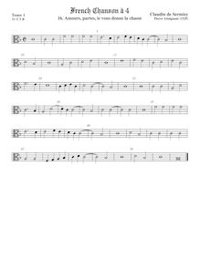 Partition ténor viole de gambe 1, alto clef, French Chanson, Sermisy, Claudin de
