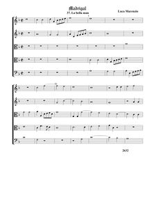 Partition 3, La bella man - partition complète (Tr Tr T T B), madrigaux pour 5 voix