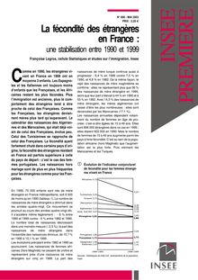 La fécondité des étrangères en France : une stabilisation entre 1990 et 1999