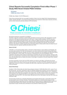 Chiesi Reports Successful Completion First-in-Man Phase 1 Study With Novel Inhaled PDE4 Inhibitor