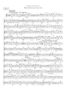 Partition hautbois 1, 2, Missa Solemnis, Op.123, D major, Beethoven, Ludwig van