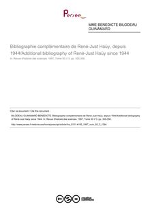 Bibliographie complémentaire de René-Just Haüy, depuis 1944/Additional bibliography of René-Just Haüy since 1944  ; n°3 ; vol.50, pg 355-356