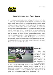 Demi-victoire pour Tom Sykes