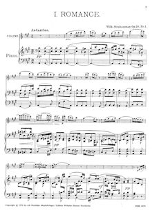 Partition de piano et partition de violon, 2 Romances, Op.28