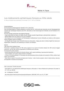 Les médicaments ophtalmiques français au XIXe siècle - article ; n°217 ; vol.61, pg 393-400