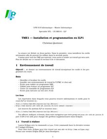 TME1 — Installation et programmation en ILP1 1 Environnement de ...