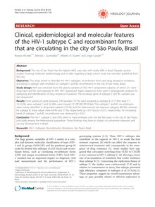 Clinical, epidemiological and molecular features of the HIV-1 subtype C and recombinant forms that are circulating in the city of São Paulo, Brazil