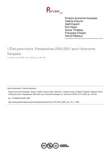 L État pare-chocs. Perspectives 2000-2001 pour l économie française - article ; n°1 ; vol.75, pg 105-150