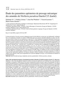 Etude des paramètres opératoires de pressage mécanique des amandes de  Vitellaria paradoxa Gaertn