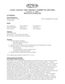 Oct 17th Audit Budget  Finance Committee Minutes