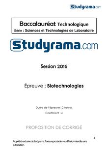 Corrige BAC STL Biotechnologies 2016