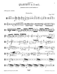 Partition viole de gambe, corde quatuor, String Quartet in D Minor "Entbehren sollst du, sollst entbehren!"