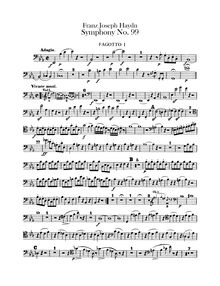 Partition basson 1, 2, Symphony No.99 en E♭ major, Sinfonia No.99