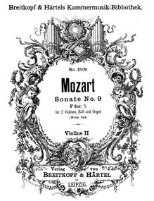 Partition violons II, église Sonata, F major, Mozart, Wolfgang Amadeus