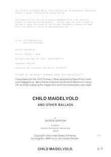 Child Maidelvold - and other ballads