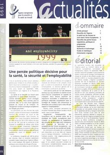 Actualités 1999/4. Agence européenne pour sécurité et la santé au travail
