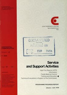 Service and Support Activities. PROGRAMME PROGRESS REPORT January-June 1978