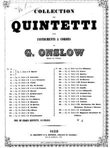 Partition Title page, corde quintette No.12, Op.34, Onslow, Georges