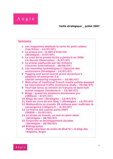1 Veille stratégique _ juillet 2007 Sommaire 1 Les magazines ...