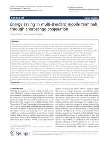 Energy saving in multi-standard mobile terminals through short-range cooperation